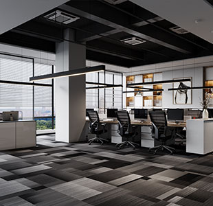 Elentra Square Grey Loop Modern Office Carpet Tiles