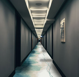 Blauer Schnitt Moderner Korridor Teppich 242x286