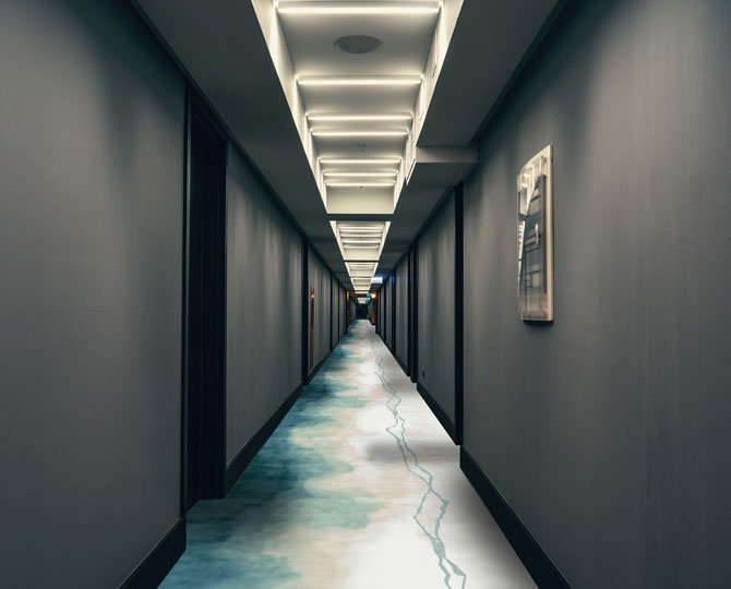 Blauer Schnitt Moderner Korridor Teppich 242x286