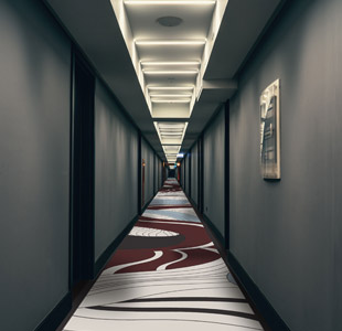 Red Cut Abstract Corrdior Carpet