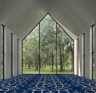 Dunkler Blauer Schnitt Traditioneller Gebetsraum Teppich