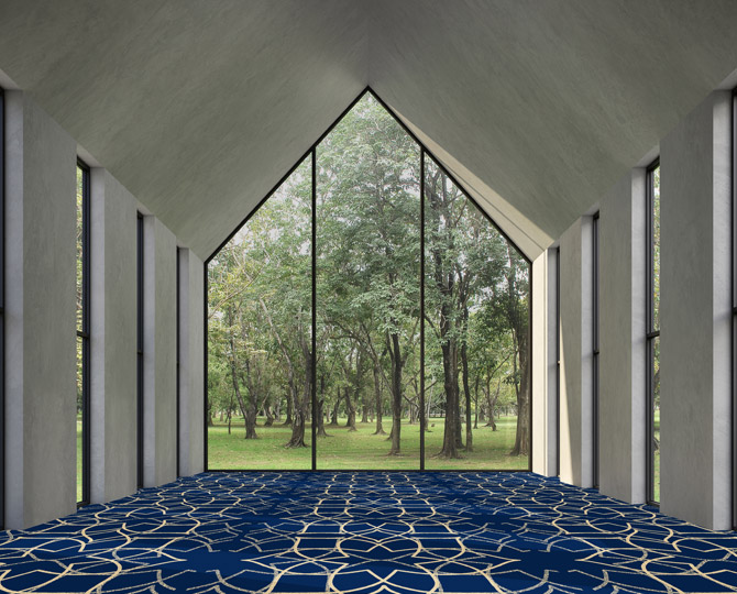 Dunkler Blauer Schnitt Traditioneller Gebetsraum Teppich