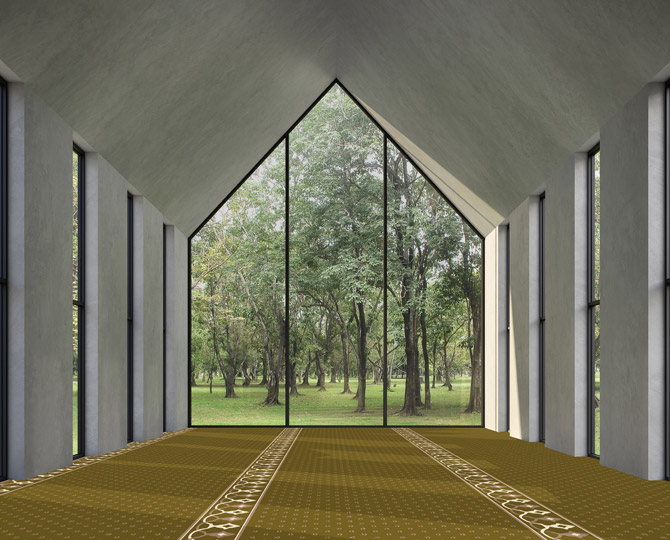 Grüner Schnitt Traditioneller Gebetsraum Teppich